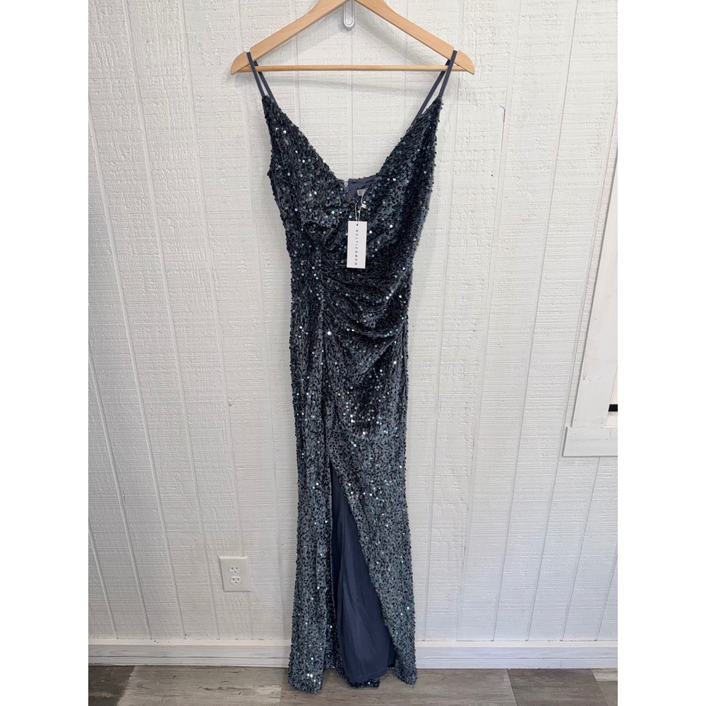 Baltic Born Emeris Sequin Gown Women Slate Blue Formal Maxi Dress S